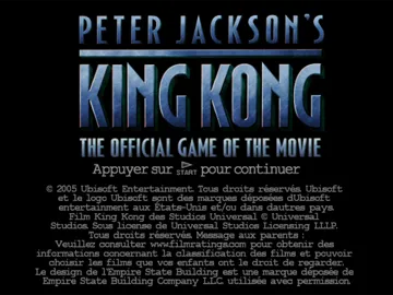 Peter Jackson's King Kong - The Official Game of the Movie screen shot title